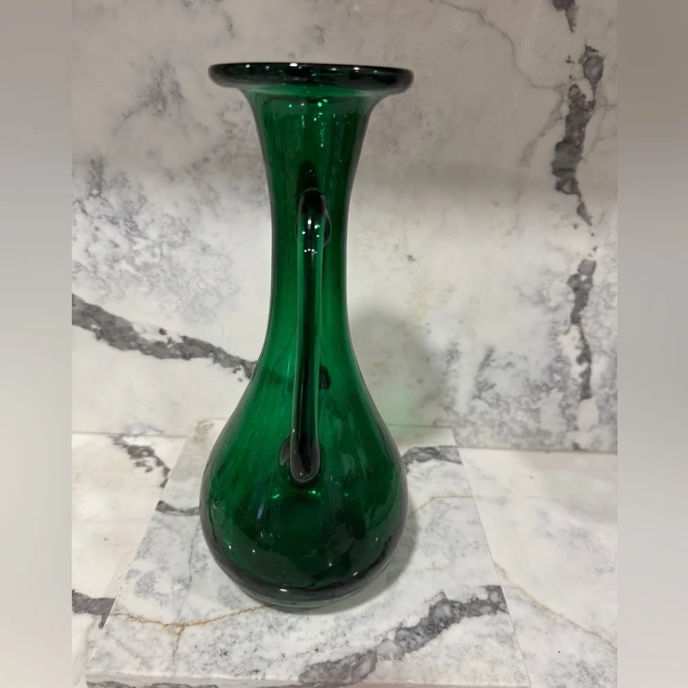 VTG Royal Leerdam Green Glass Vase
